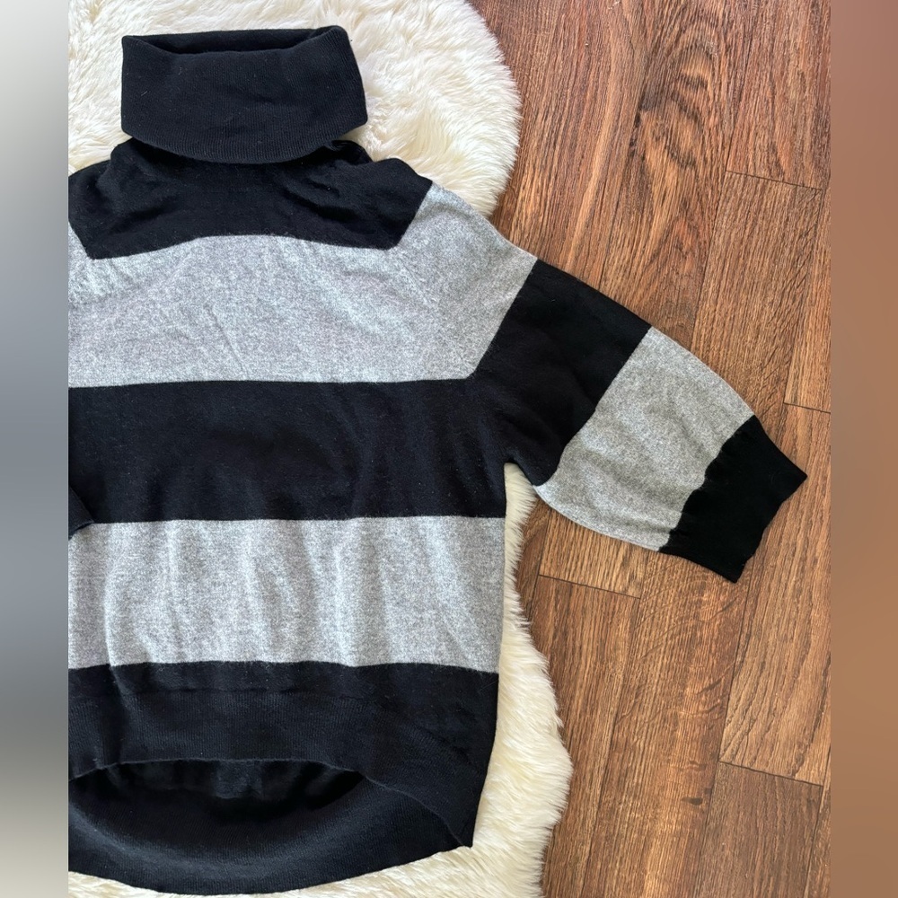 Women's Black and Gray Striped Sweater - Picture 7 of 10